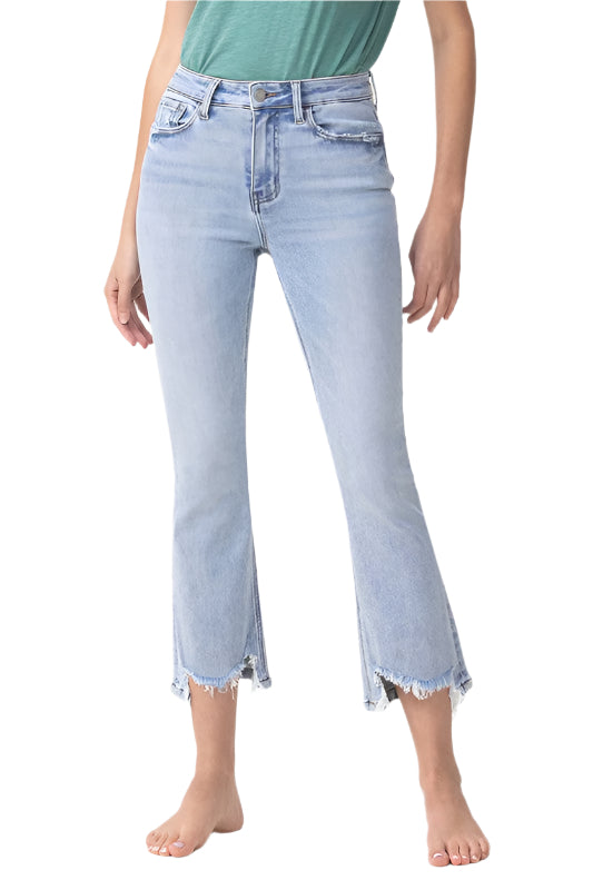 Damen Kick Flare Jeans Hohe Taille Denim 0