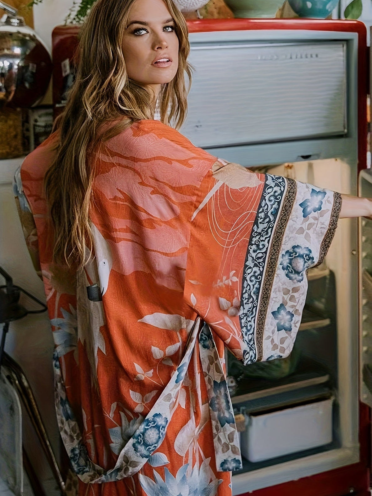 Damen Kimono mit floralem Druck für den Sommer 1