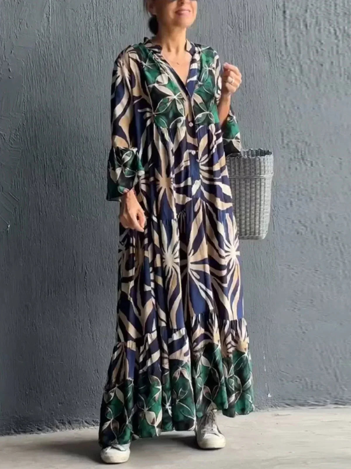Damen Kleid Print Lässig Hochwertiger Stoff 4