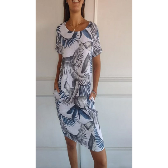Damen Kleid Rundhalsausschnitt Bequem Sommerstil 7