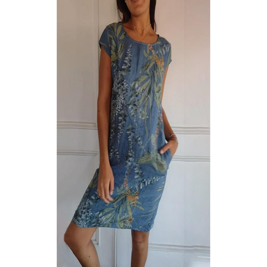 Damen Kleid Rundhalsausschnitt Bequem Sommerstil 8
