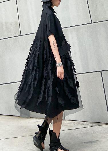 Damen Kleid Sommer mit Revers und Tüll für Freizeit und besondere Anlässe 4