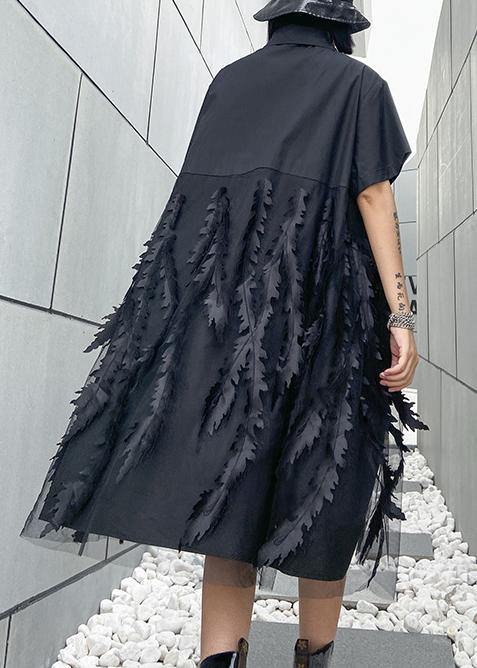 Damen Kleid Sommer mit Revers und Tüll für Freizeit und besondere Anlässe 5