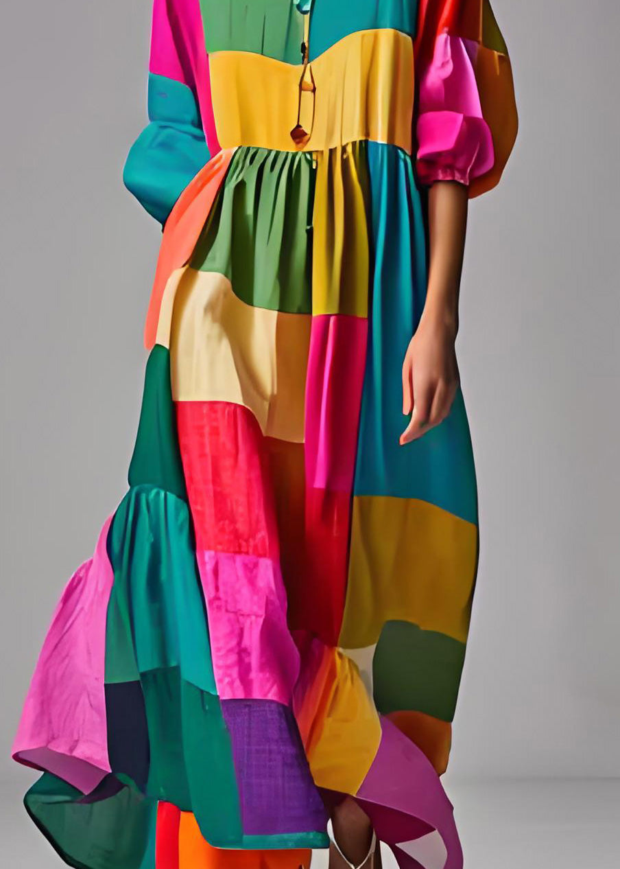 Damen Kleid mit Puffärmeln und U-Ausschnitt, Bequem und Trendy, Ideal für Sommerveranstaltungen 3