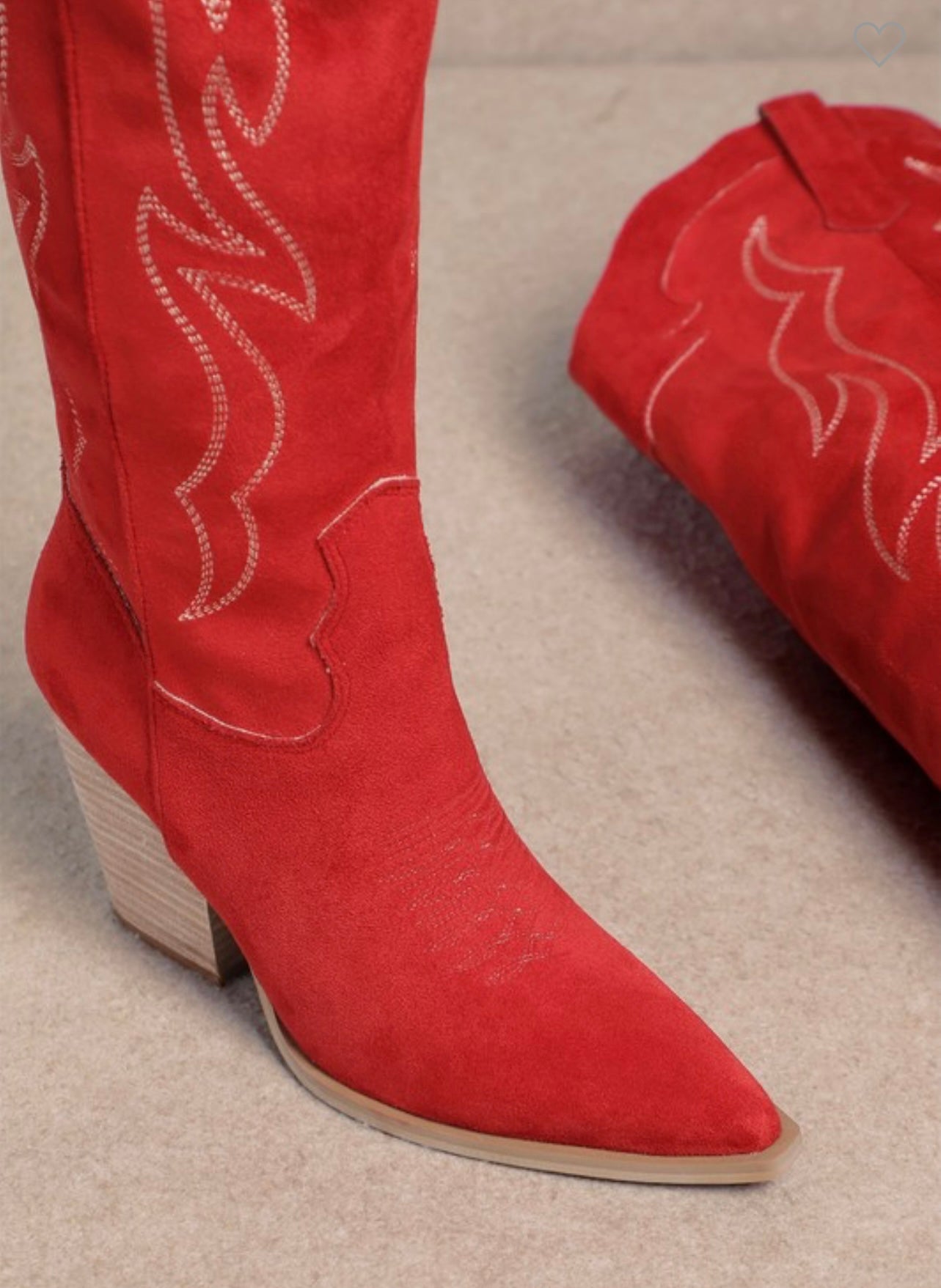 Damen Knöchelhohe Westernstiefel Rot 3