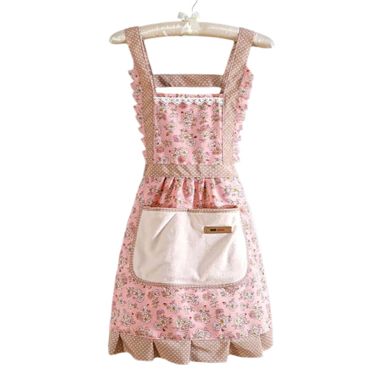 Damen Küchenschürze Floral Einheitsgröße Hochwertiger Stoff mit Taschen 0