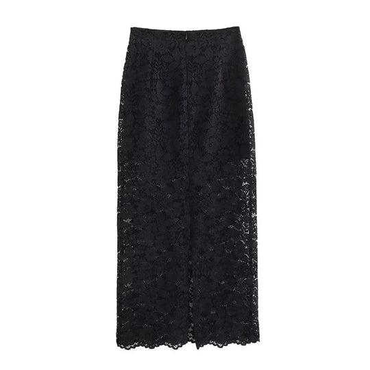Damen Lace Blazer und Rock Set Eleganter Stil 3