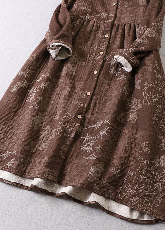 Damen Langarmkleid mit Taschen und Herbst-Print 2