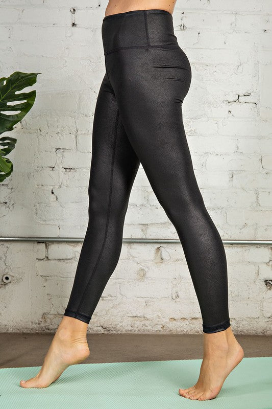 Damen Leggings Vollständig Schwarz Butterweicher Stoff 1