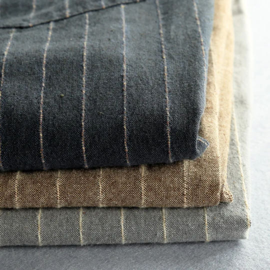 Damen Leinenhose mit Elastischem Bund und Streifenmuster aus Japanischem Leinen 2