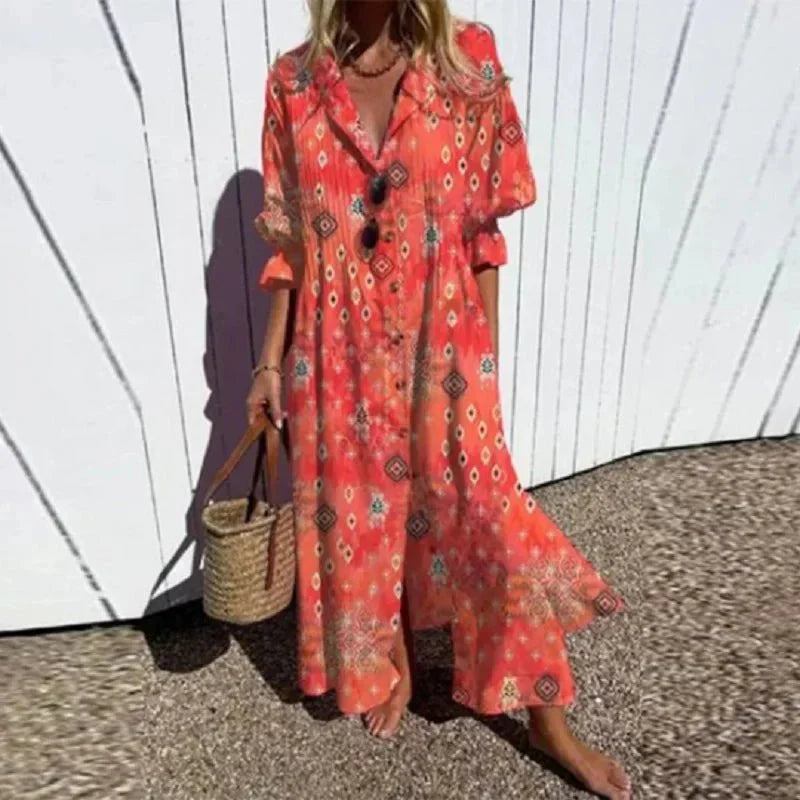 Damen Maxi Kleid Boho Stil Fließend 5