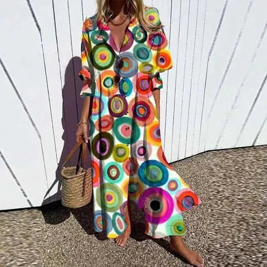 Damen Maxi Kleid Boho Stil Fließend 7