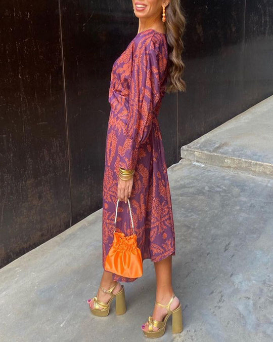Damen Maxi Kleid Boho Stil Mit Wickeldesign 9