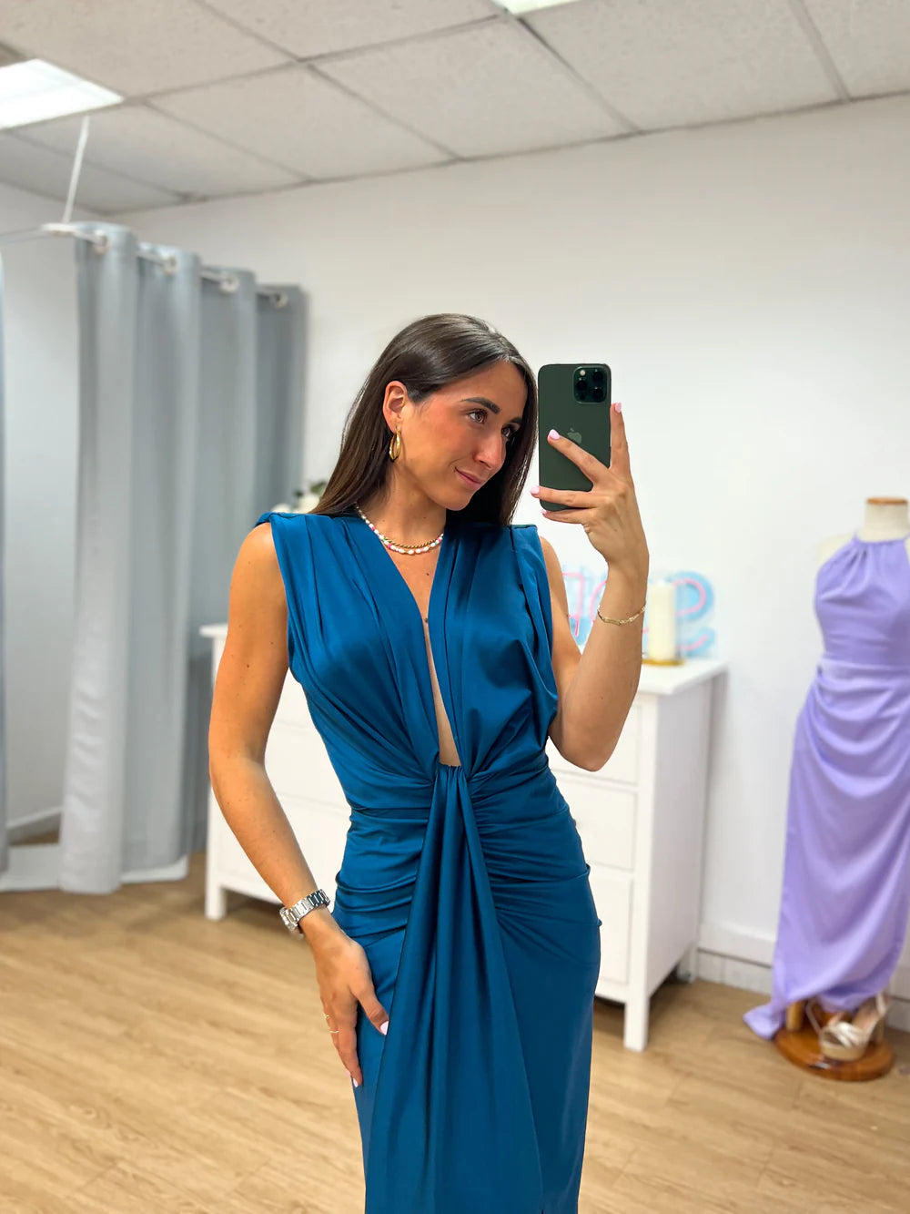 Damen Maxi Kleid Faltendes Design 2