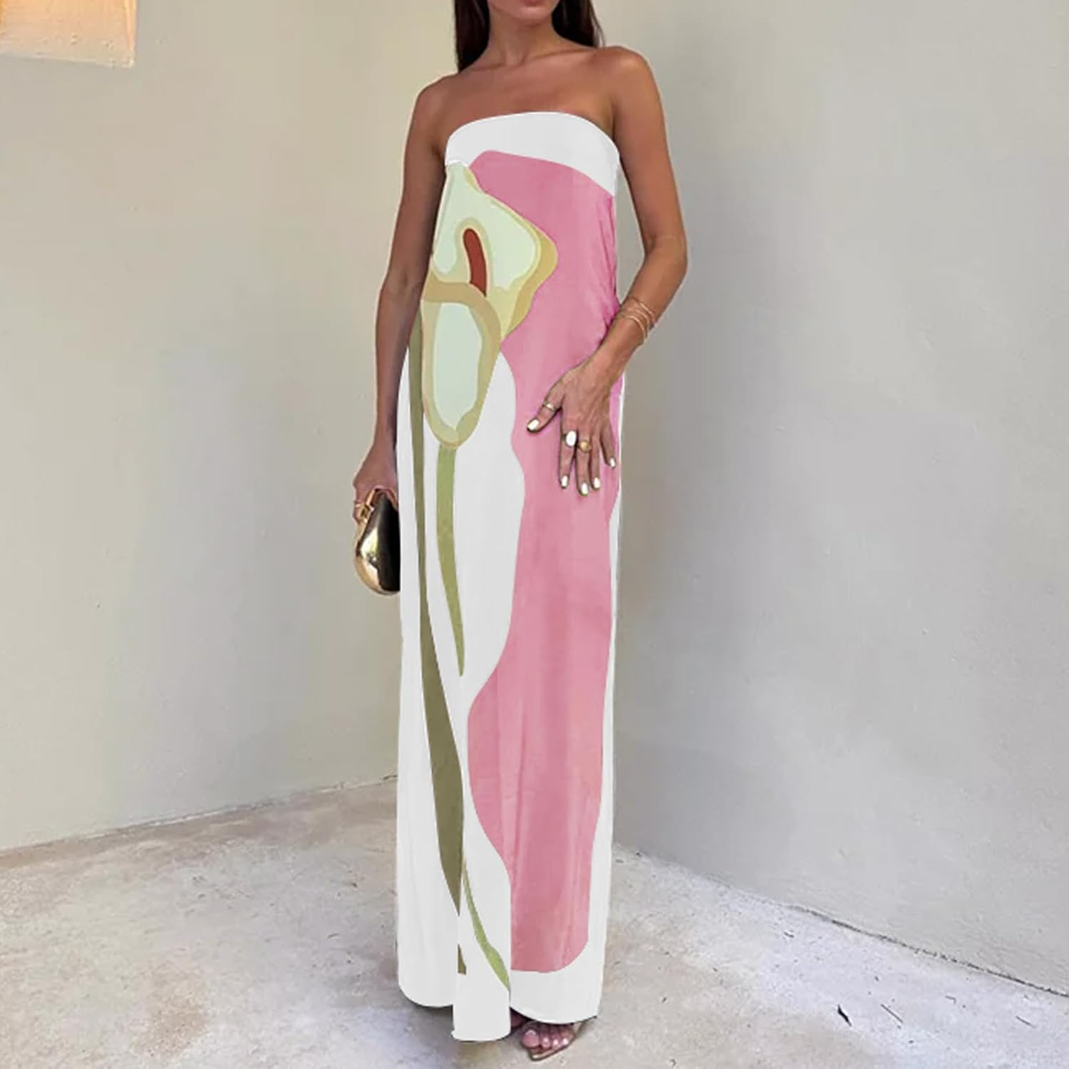 Damen Maxi Kleid Fließend Sommerstil 7