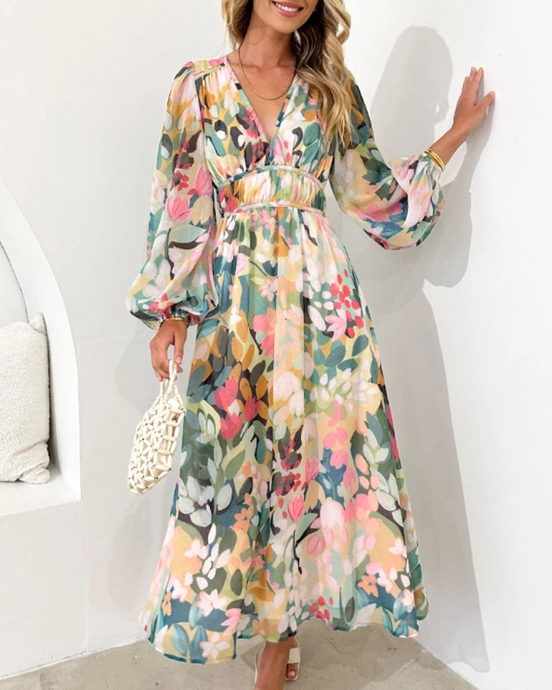 Damen Maxi Kleid Florales Design 5