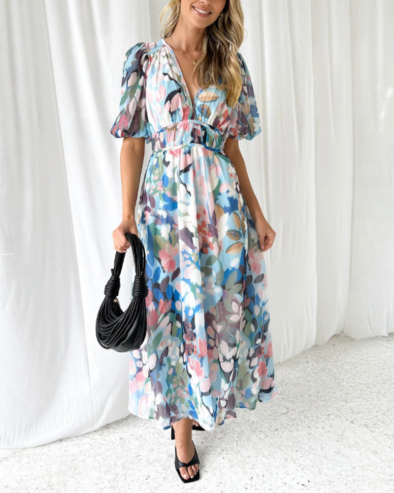 Damen Maxi Kleid Florales Design 9