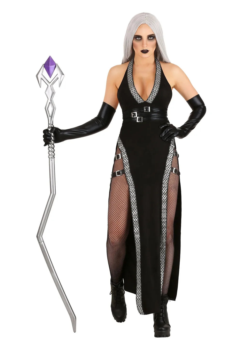 Damen Maxi Kleid Gotische Hexe Halloween Kostüm 1
