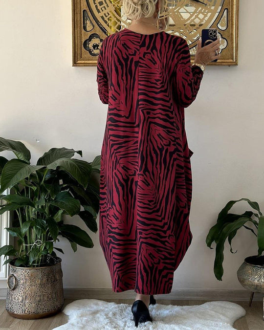 Damen Maxi Kleid Mit Print Und Taschen 2
