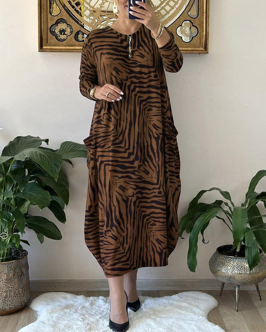 Damen Maxi Kleid Mit Print Und Taschen 9