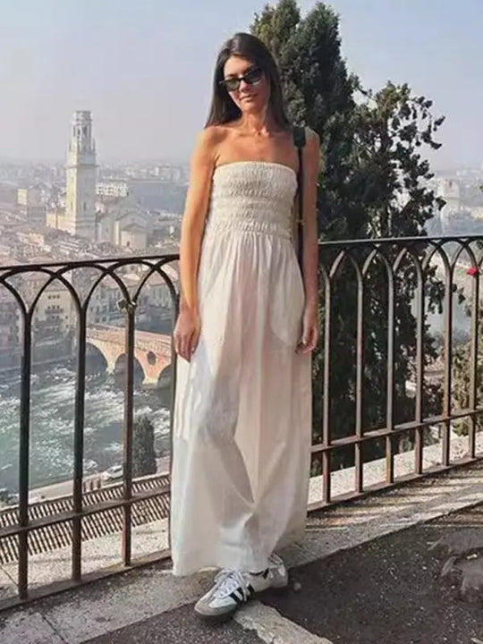 Damen Maxi Kleid Tube Top Gestreift Polyester für Sommerkleider 5