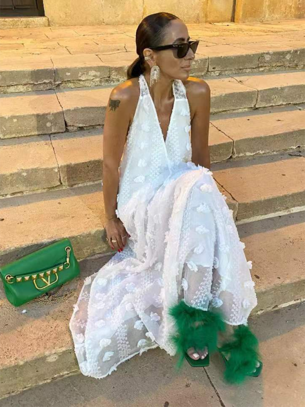 Damen Maxikleid Floral Halterdesign Sommer Festlich 6