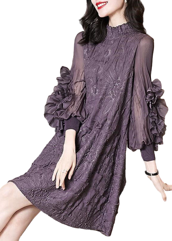 Damen Maxikleid Stehkragen Bestickt für Hochzeiten und Abendveranstaltungen 0