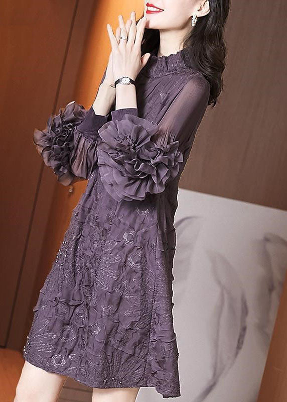 Damen Maxikleid Stehkragen Bestickt für Hochzeiten und Abendveranstaltungen 3