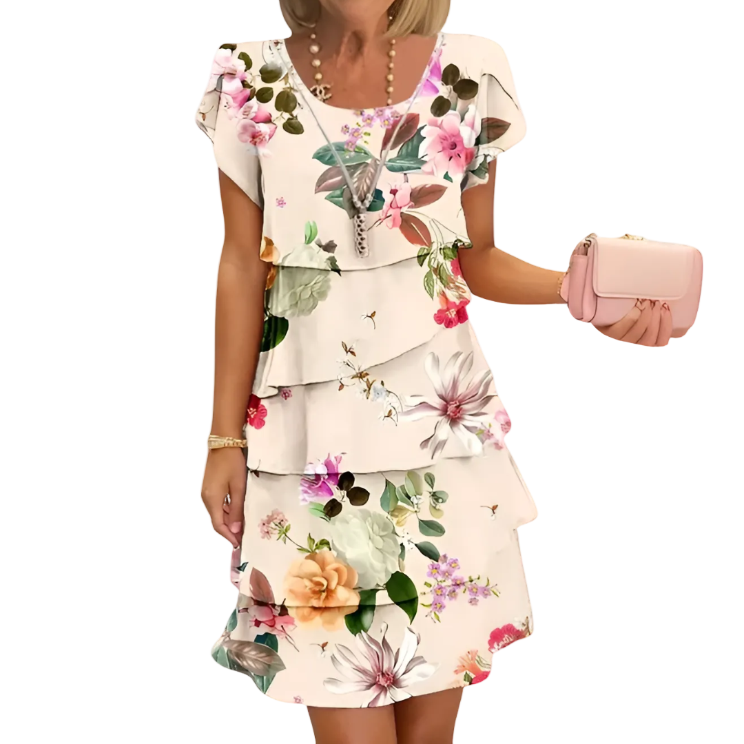 Damen Maxikleid mit Blumenmuster Fließender Schnitt 0