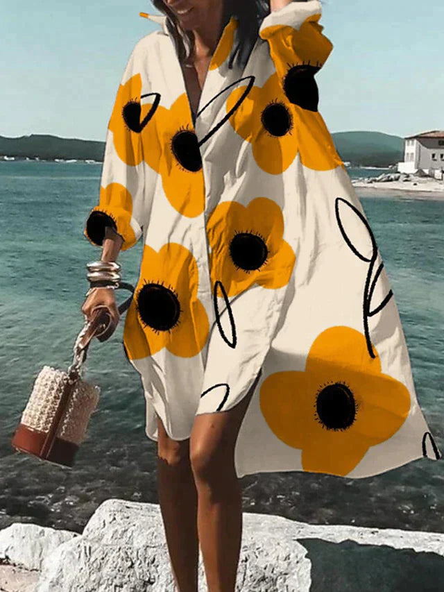 Damen Midi Kleid Fließender Schnitt Leichtes Material für Sommerkleider 2