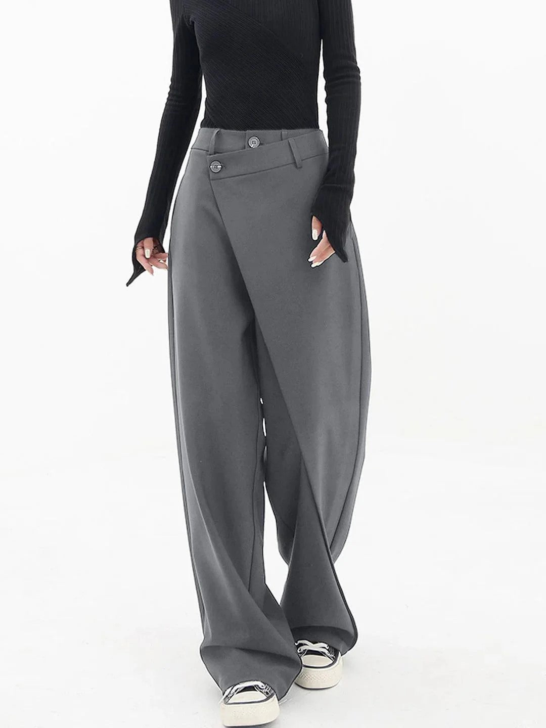 Damen Modern Fit Hose mit asymmetrischem Bund 5