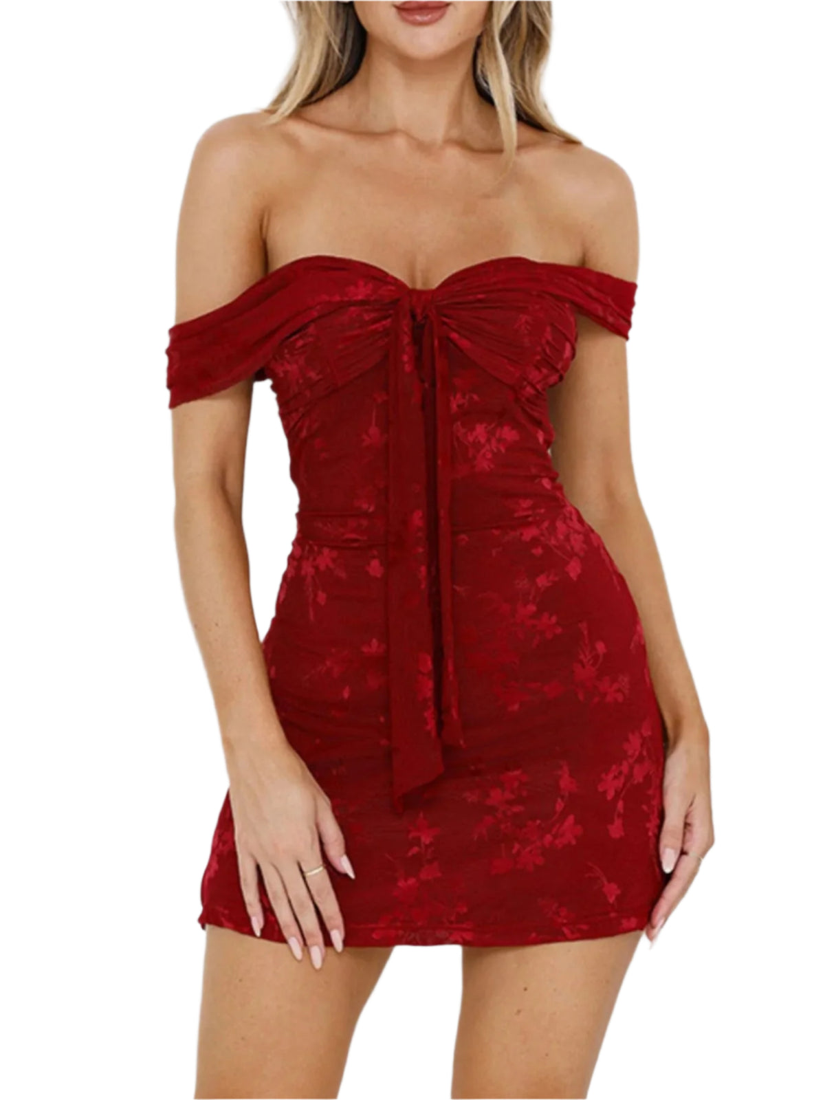 Damen Off-Shoulder Kleid mit Herz-Ausschnitt 0