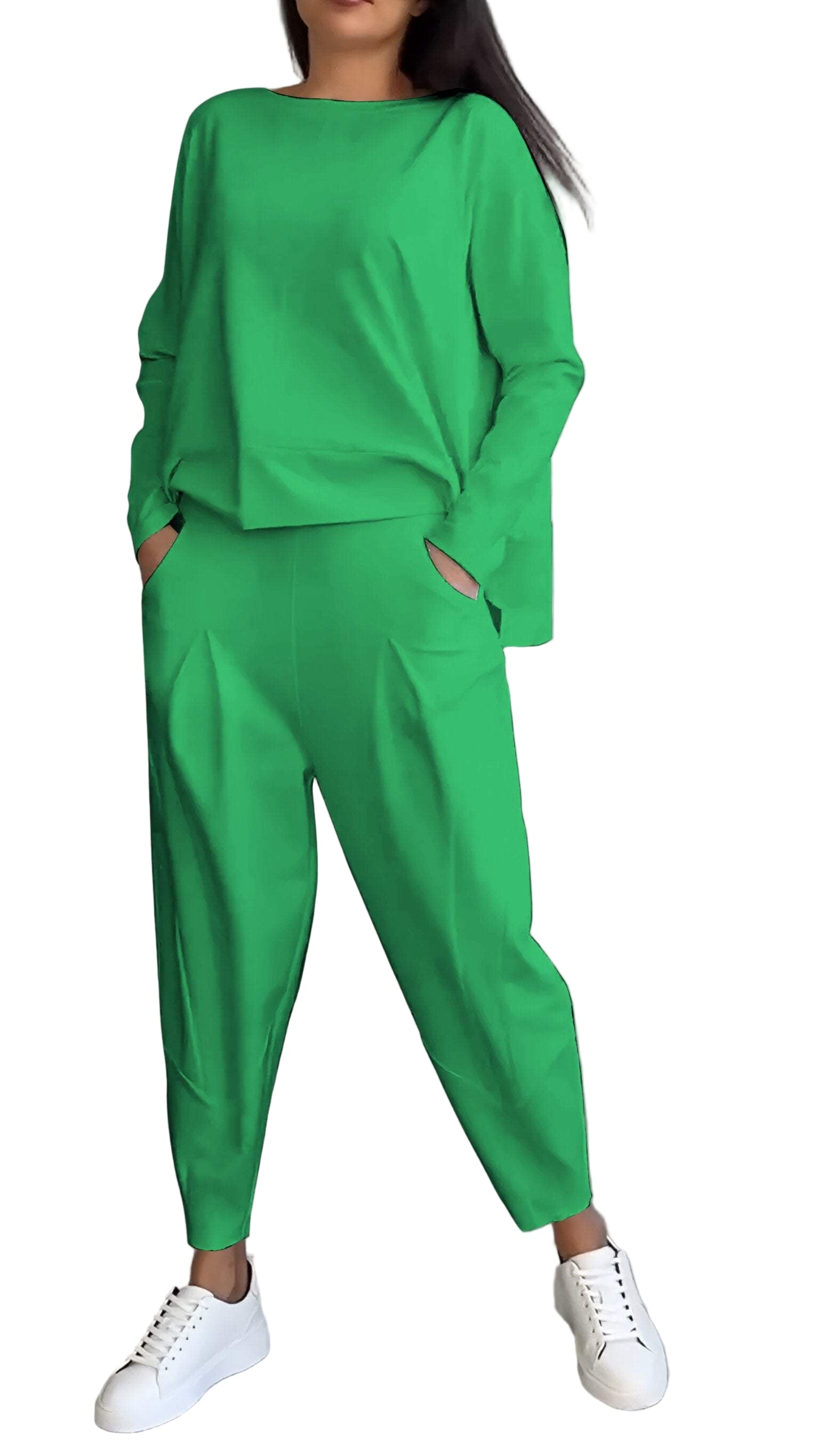 Damen Outfit Lässiges Set Langarmshirt und Hose Baumwolle Polyester 7