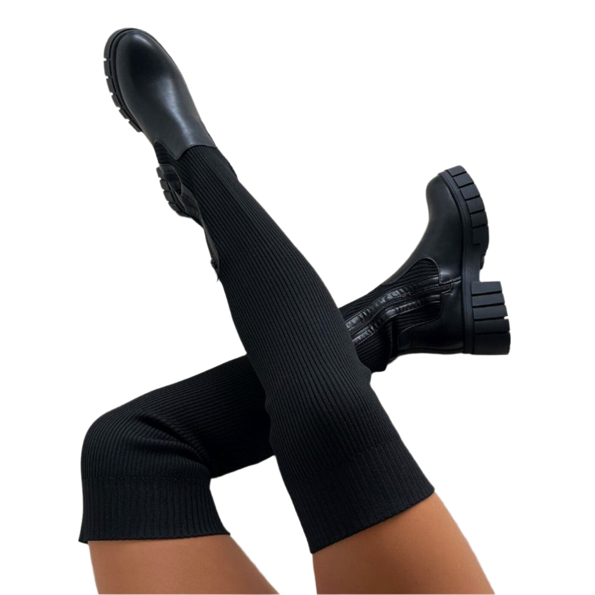 Damen Overknee Stiefel Stretch Elegantes Design 0