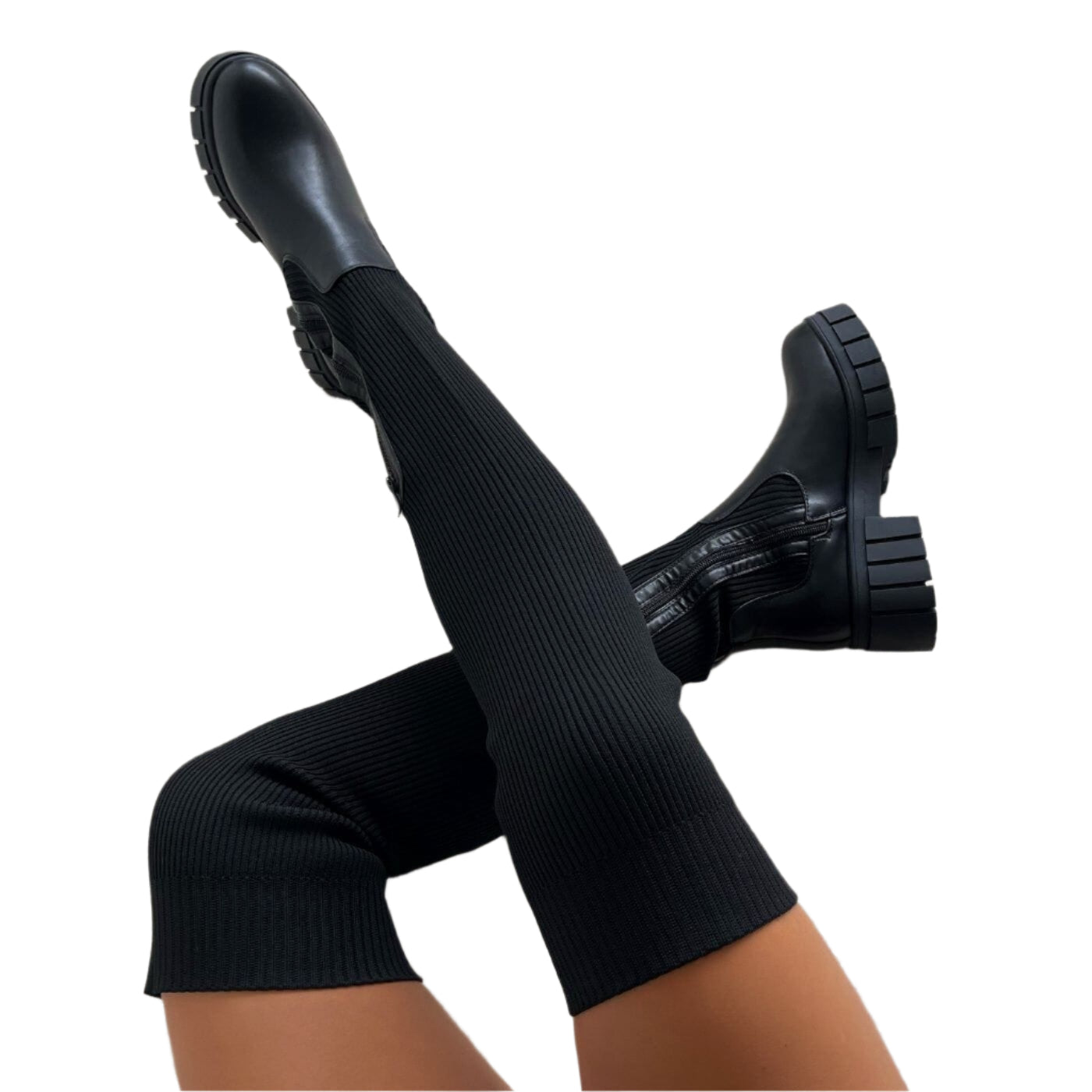 Damen Overknee Stiefel Stretch Elegantes Design 0