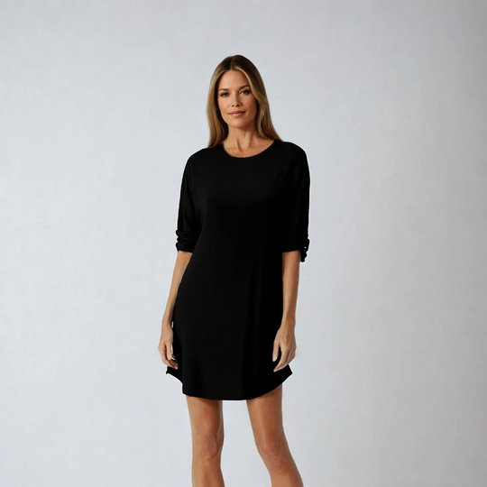 Damen Oversized Kleid mit Rundhalsausschnitt und Taschen 2