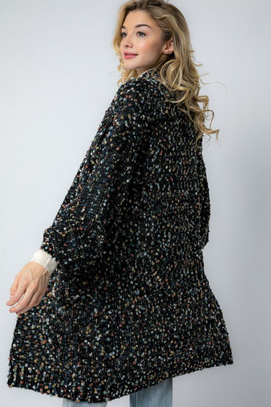 Damen Oversized Strickcardigan mit Taschen in Melange-Optik 2