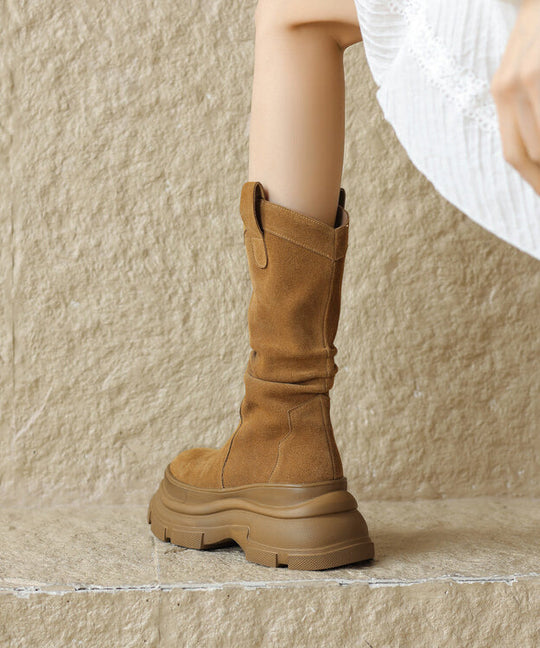 Damen Plateau Stiefel mit Spleiß-Design 8 cm Absatz 4
