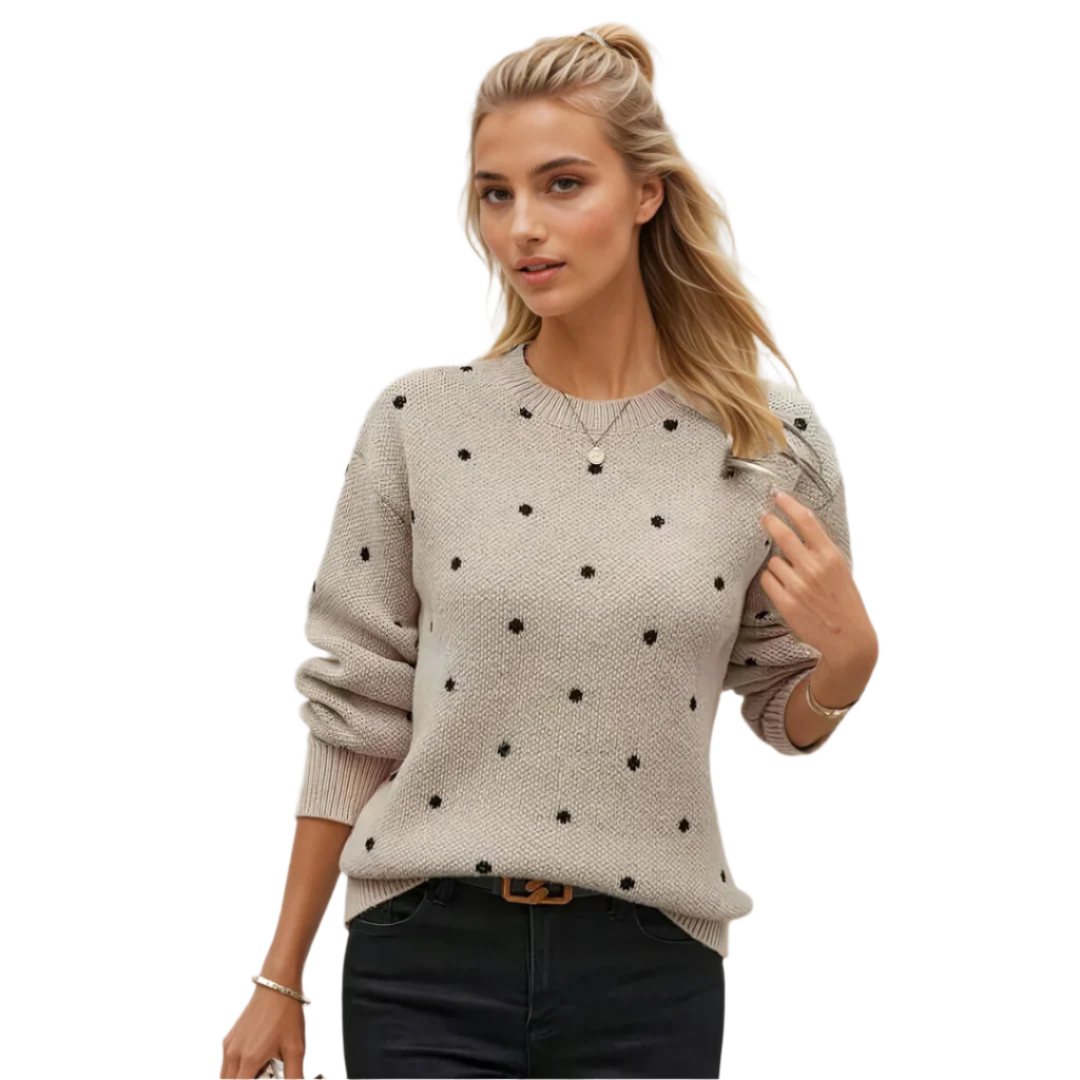 Damen Pullover Eleganter Polka Dot Stil 0