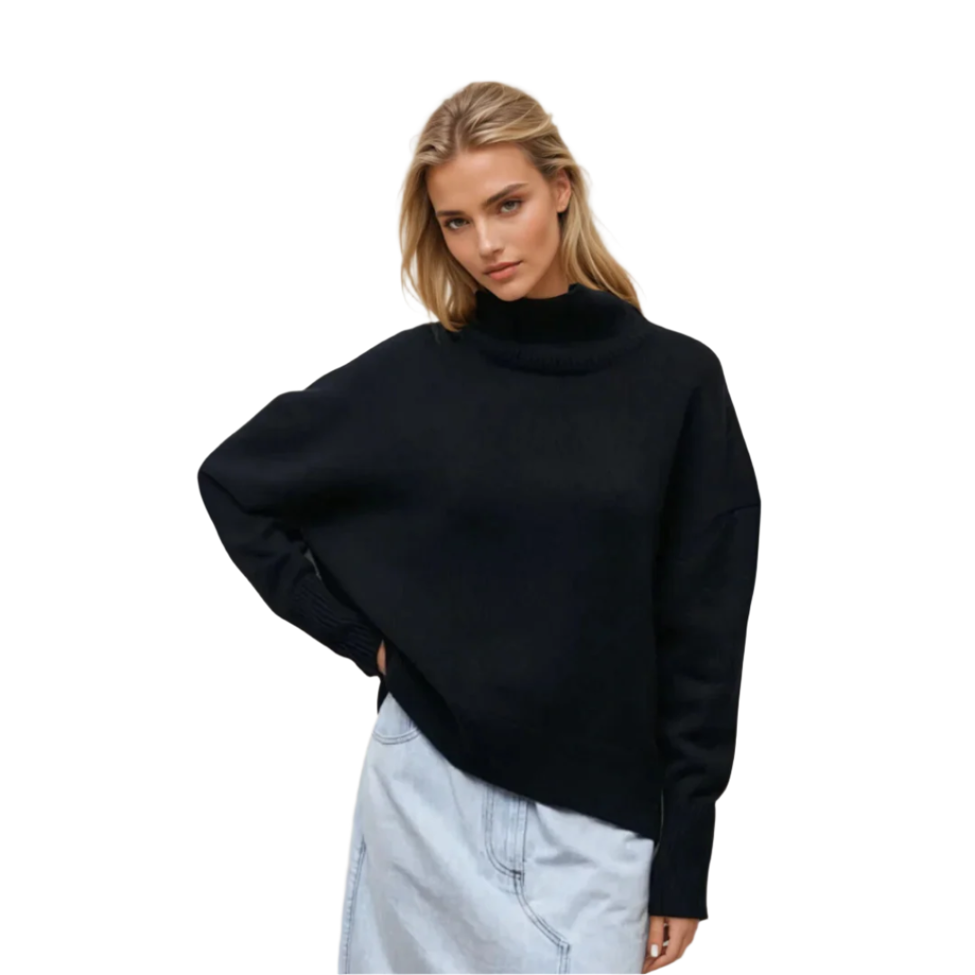 Damen Pullover Turtleneck Eleganter Strick 0