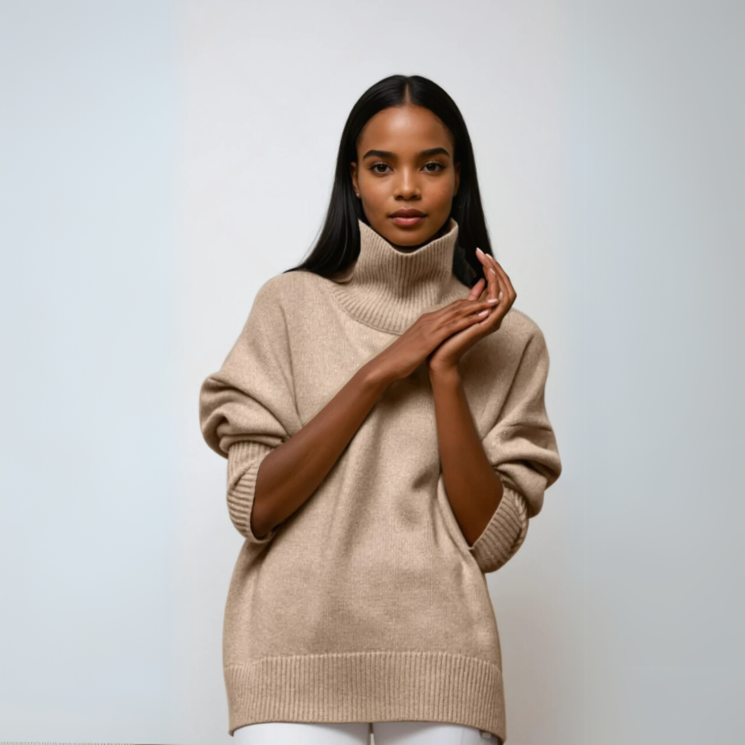 Damen Pullover Turtleneck Eleganter Strick 3