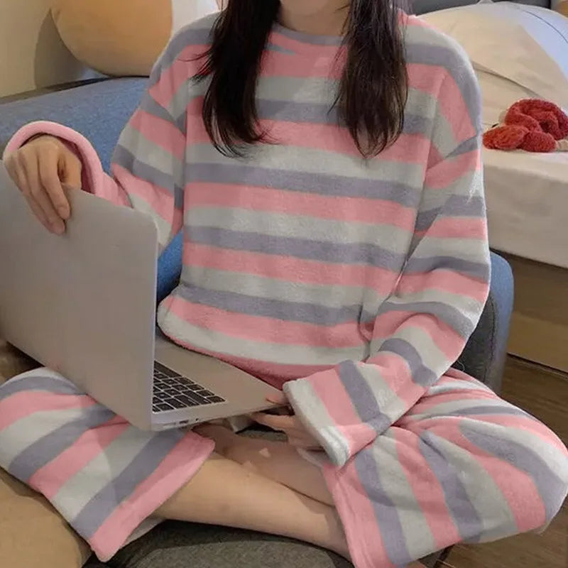 Damen Pyjama Set Bequem Baumwolle 5