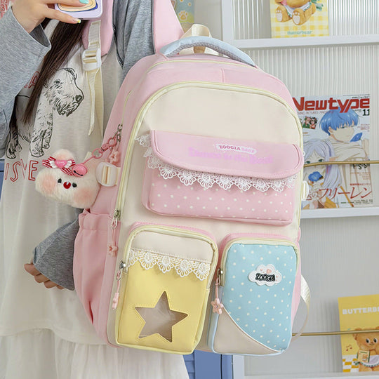 Damen Rucksack mit verspieltem Design und mehreren Fächern 0
