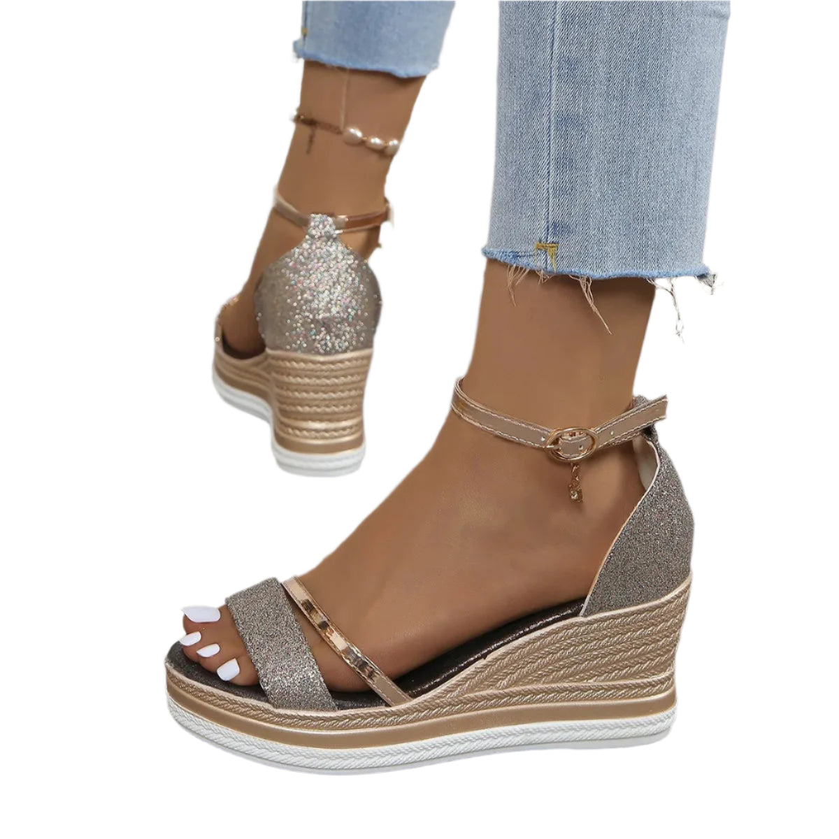 Damen Sandalen Bequem Offenes Design Hochwertige Textilien 0