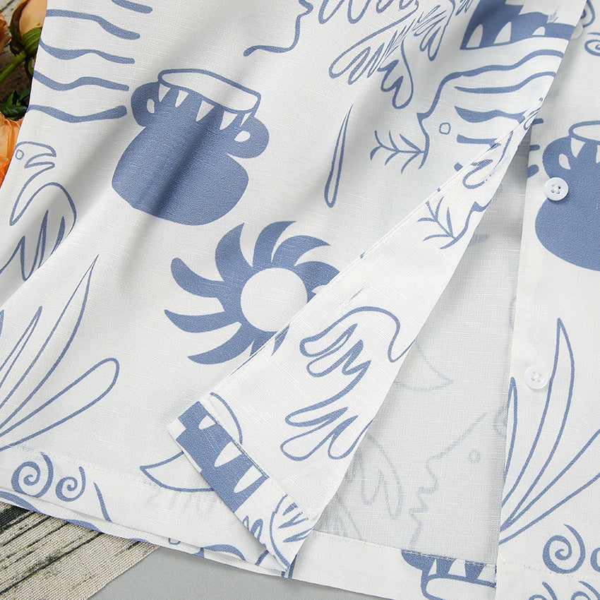 Damen Set Lässige Bluse und Shorts Atmungsaktives Gewebe 5