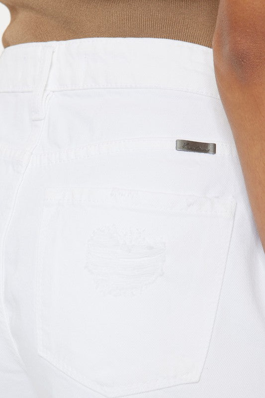 Damen Shorts Hohe Taille Ausgefranster Saum 3