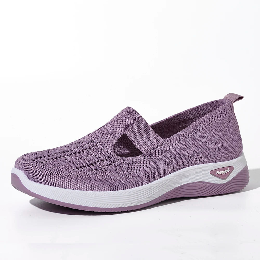 Damen Sneaker Atmungsaktive Freizeit Schuhe Flache Slip-On Mesh Gummi 8