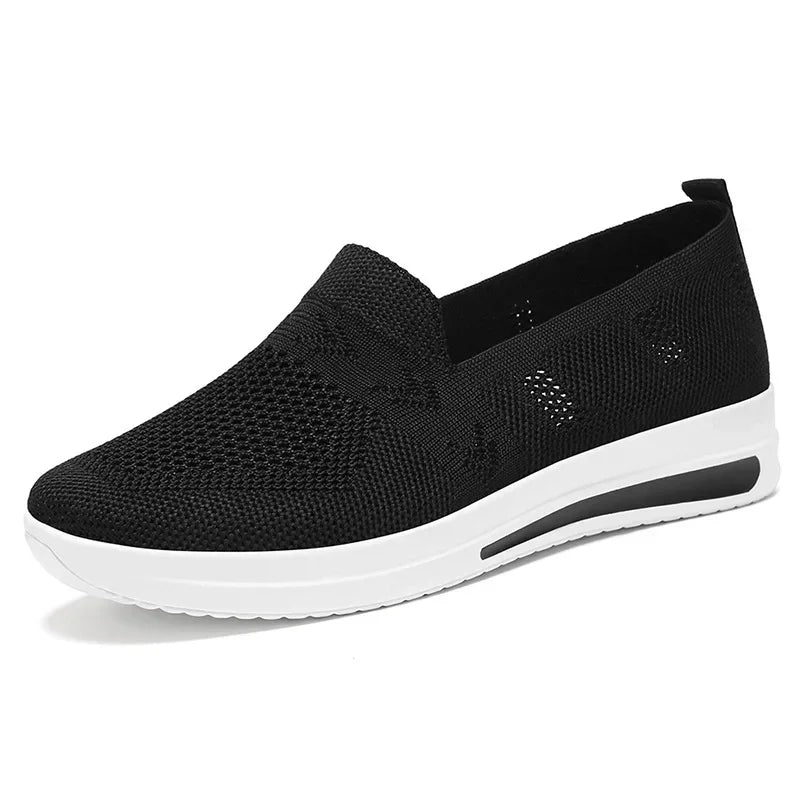Damen Sneakers Atmungsaktive Strick-Mesh Slip-On Schuhe 8