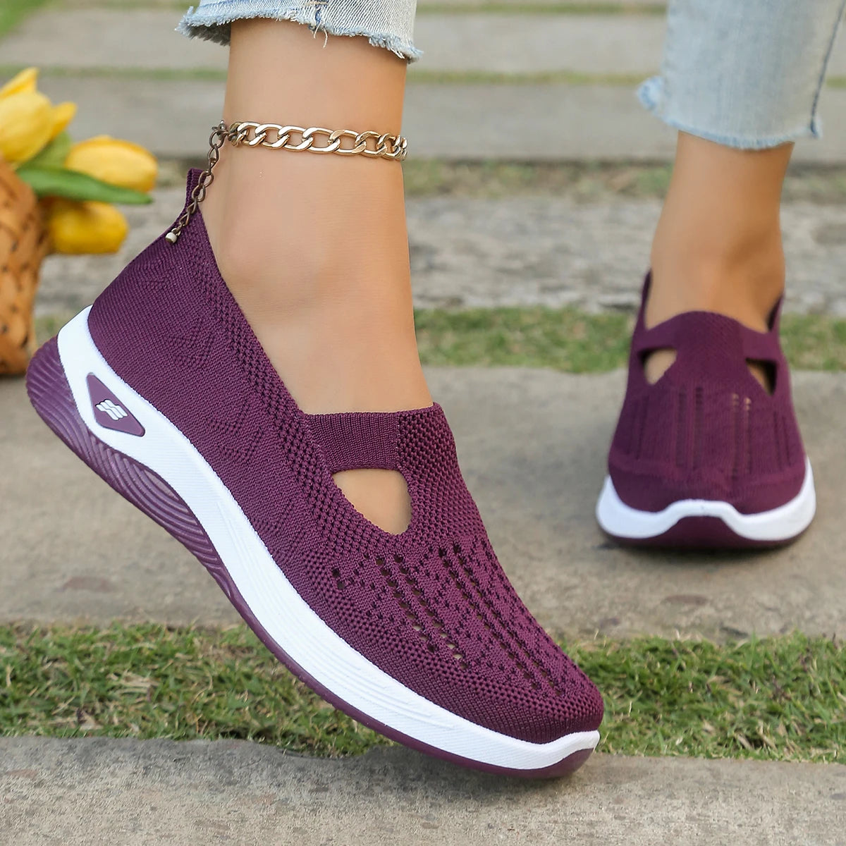 Damen Sneakers Leichte Flache Schuhe Atmungsaktives Material für Alle Jahreszeiten 12