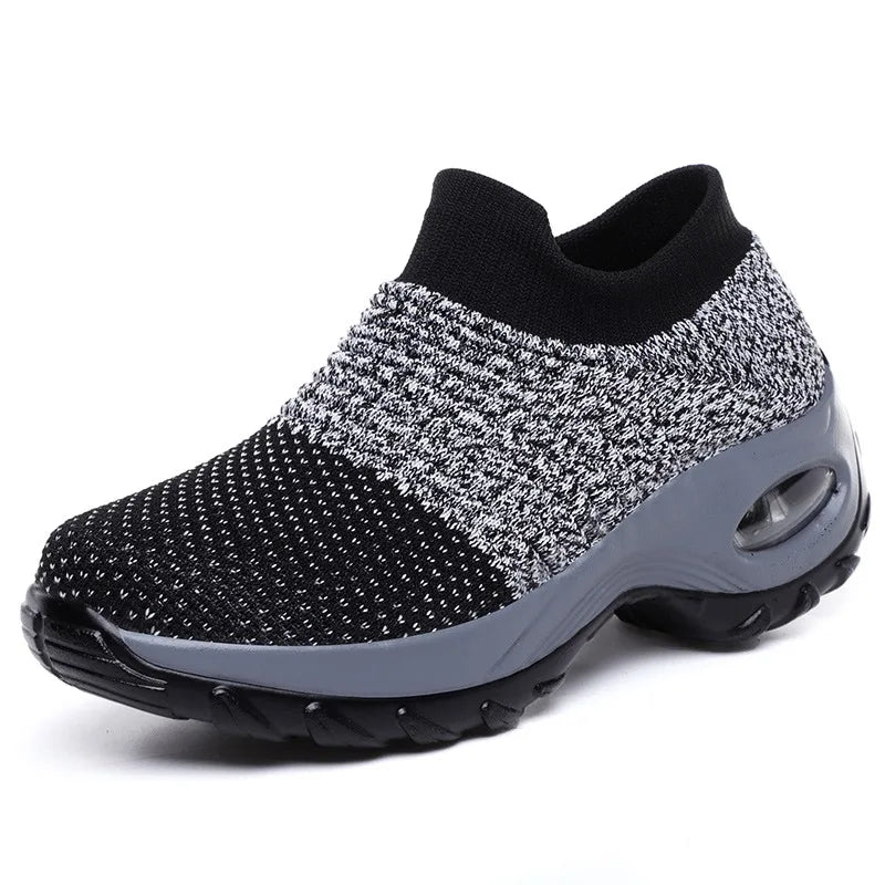 Damen Sneakers Plattform Atmungsaktives Obermaterial Rutschfeste Sohle 10